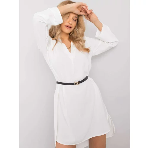 Fashion Hunters Women's white dress with a belt