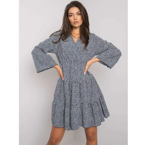 Fashion Hunters Navy blue dress with small patterns
