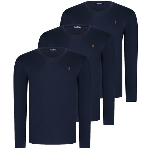 Dewberry TRIPLE SET T8587 V COLLAR MEN&amp;#039;S SWEATSHIRT-LACİVERT-LACİVERT-LACİVERT Slike