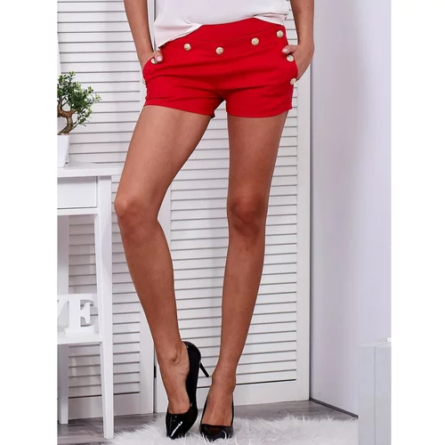 Fashionhunters Women's red shorts with buttons