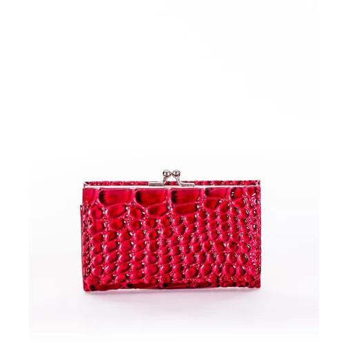 Fashion Hunters Red lacquered women's wallet with an embossed pattern