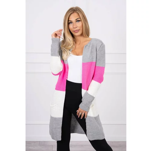 Kesi Sweater Cardigan in the straps gray+light pink