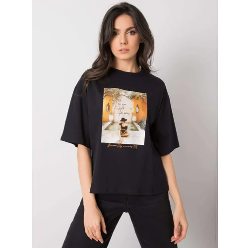 Fashion Hunters Black cotton t-shirt with a print