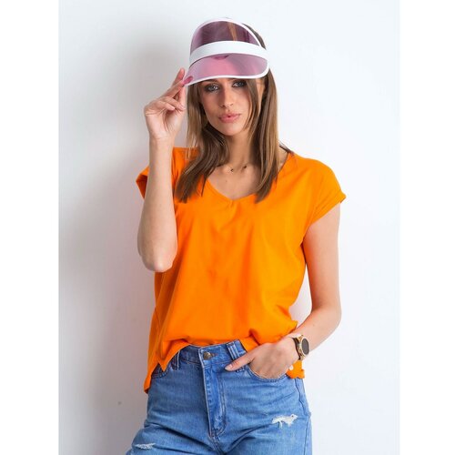 Fashion Hunters Narančasta pamučna majica s V izrezom Cene