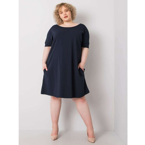 Fashion Hunters Navy blue loose dress plus size Slike