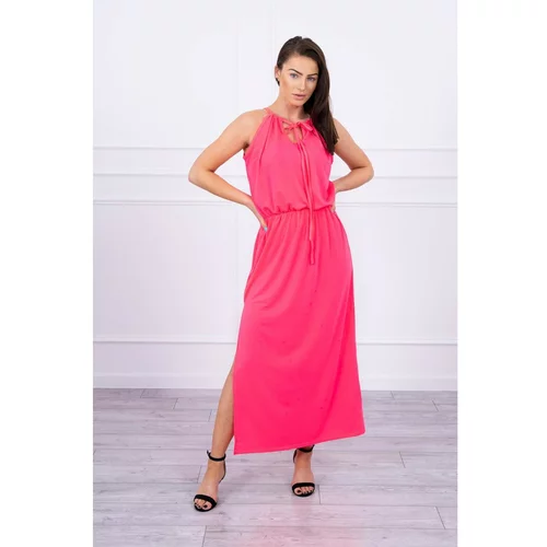 Kesi Boho dress with fly pink neon