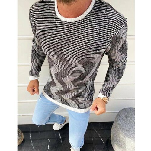 DStreet Muški pulover džemper ecru WX1613 crni | siva Cene