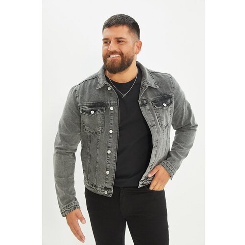 Trendyol Gray Men's Slim Fit Denim Jacket Slike