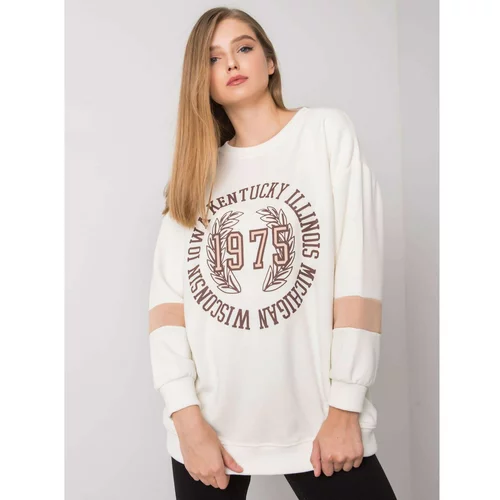 Fashion Hunters Ecru cotton oversize sweatshirt with print