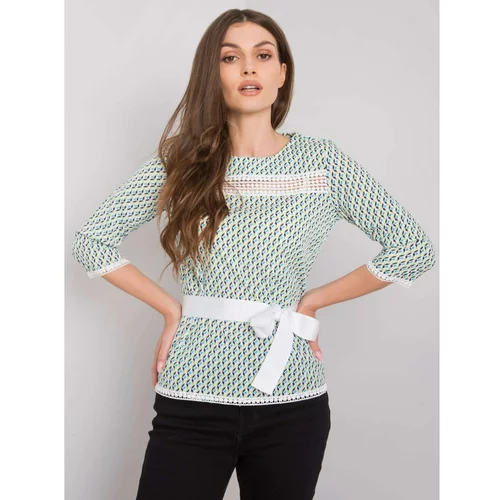 Fashion Hunters White and green blouse with colorful patterns