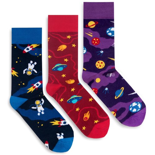 Banana Socks Unisex komplet čarapa Kozmički set plava | krema | crveno crveno Slike