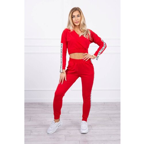Kesi Set with decorative stripes red Cene