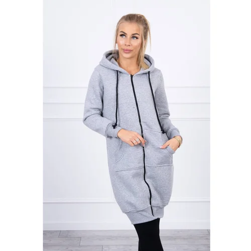 Kesi Long insulated sweatshirt with a hood gray