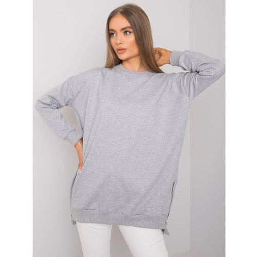 Fashion Hunters Ladies' gray melange tunic with zippers Cene