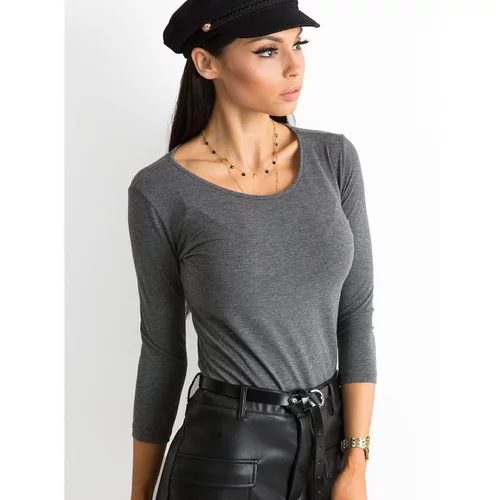 Fashion Hunters Basic cotton blouse in a dark gray color
