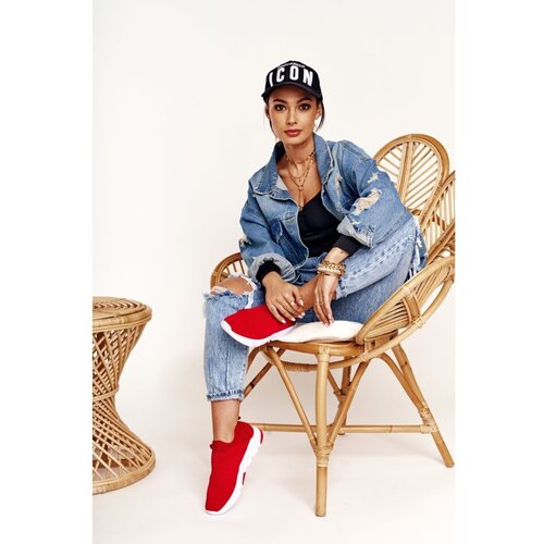 Kesi D&amp;aacute;msk&amp;eacute; vzdu&amp;scaron;n&amp;eacute; Slip-on tenisky Big Star - červen&amp;eacute; Slike