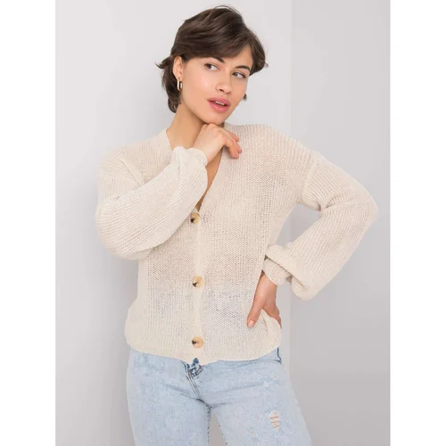 Fashionhunters Beige openwork sweater