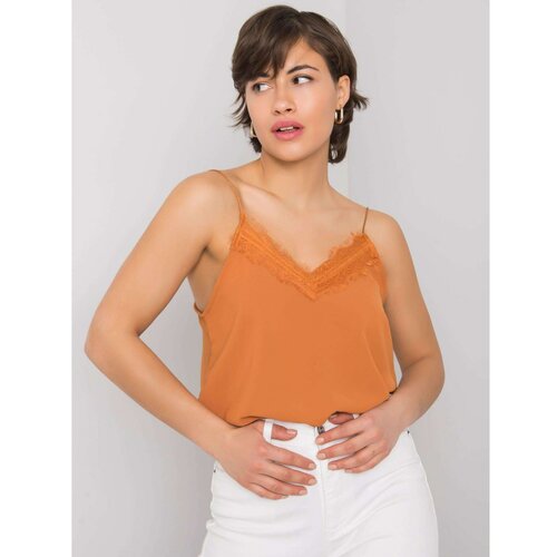Fashion Hunters RUE PARIS Brown top with lace Slike