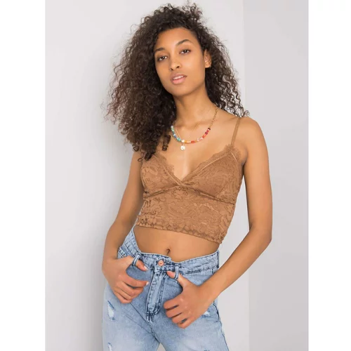 Fashion Hunters OH BELLA Camel lace top