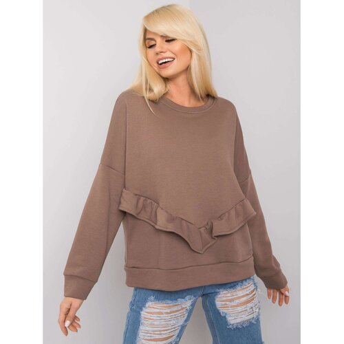 Fashion Hunters RUE PARIS Brown sweatshirt without a hood Slike