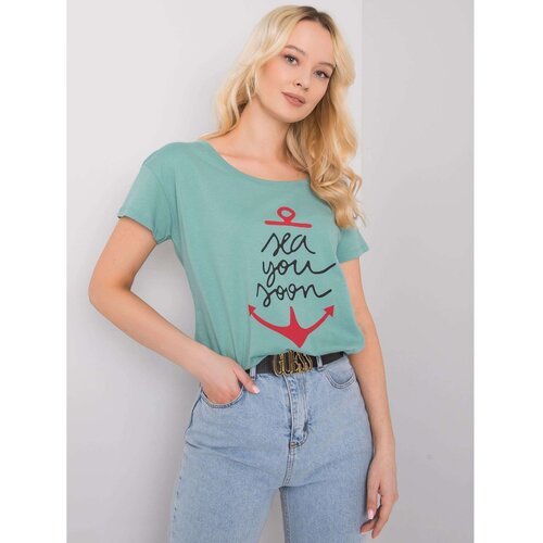 Fashion Hunters Dark mint t-shirt with an inscription Slike