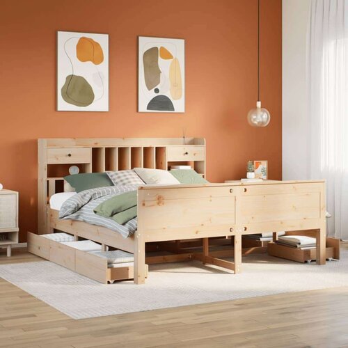 vidaXL Krevet s regalom za knjige bez madraca 180x200 cm od borovine Cijene