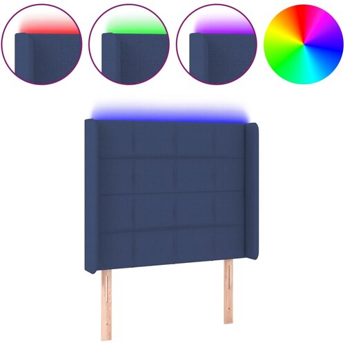 Maison Chic led posteljno vzglavje - vzglavna omarica - nočna omarica modro 103x16x118/128 cm blago, (21711992) Slike
