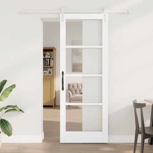 VidaXL drsna vrata s kompletom opreme &amp;#039;ORKDAL&amp;#039;bela masivna les in steklo, notranja vrata s steklom &amp;#039;ORKDAL&amp;#039;bela 78x211x4 cm Slike