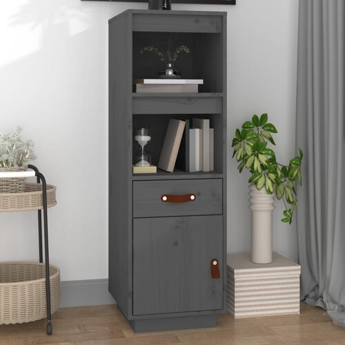 The Living Store Visoka omara siva 34x40x108,5 cm trdna borovina - Visoka Omara, (21430205) Slike