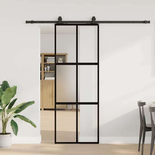  Klizna vrata s priborom crna 76 x 205 cm kaljeno staklo Cene