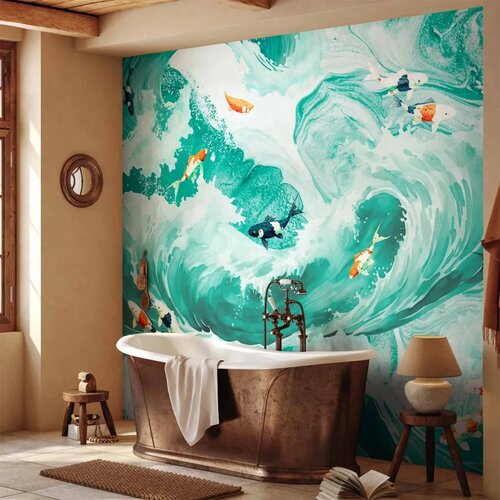  Foto tapeta - Fish and waves 100x70 Vodootporna Cene