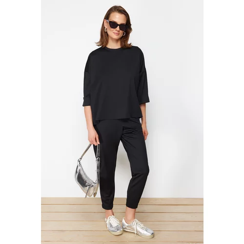 Trendyol Black Oversize/Wide Fit Knitted Bottom-Top Set
