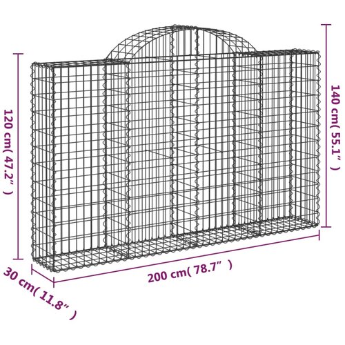  Gabionska ko&amp;scaron;ara s lukom 200x30x120/140 cm pocinčano željezo Slike