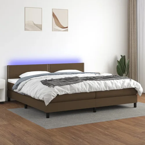 The Living Store Box spring postelja z vzmetnico LED temno rjava 200x200cm blago - Box Spring Postelja, (21519678)