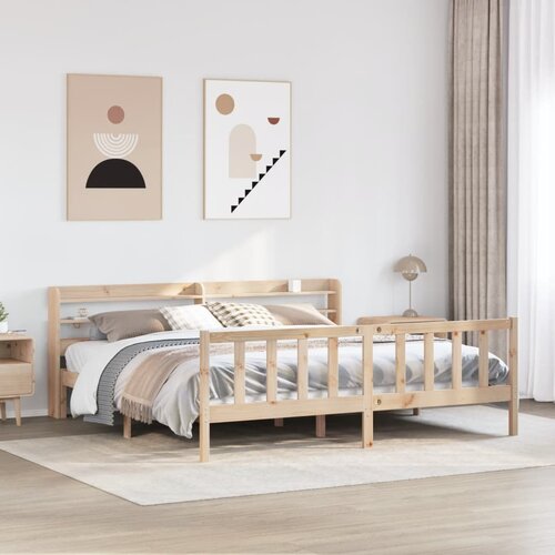 vidaXL Posteljni okvir brez vzmetnice 200x200 cm trdna borovina Cene