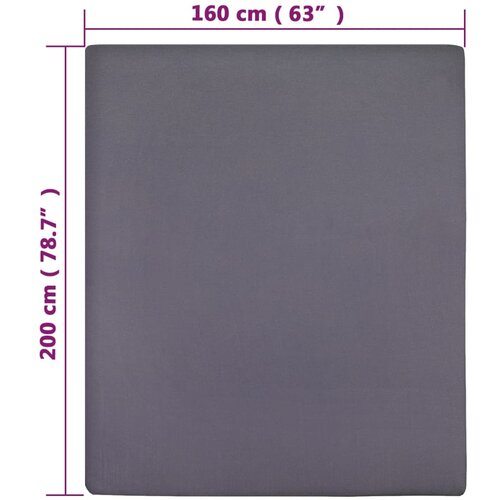  Plahte s gumicom od žerseja 2 kom antracit 160 x 200 cm pamučne Slike