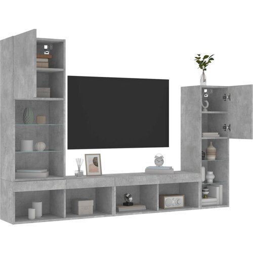 vidaXL Komplet TV omaric LED 4-delni betonsko siv inženirski les Cene