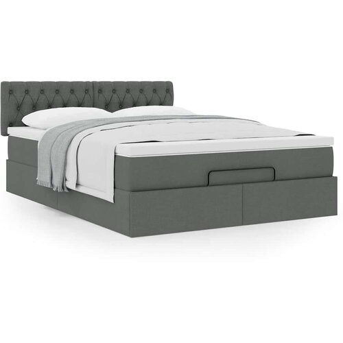 VidaXL otomanski krevet s madracem tamnosivi 140x190cm od tkanine Slike