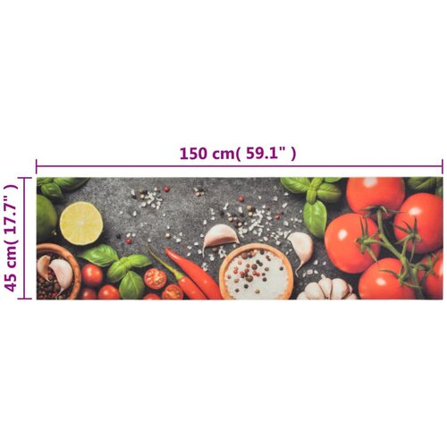  Kuhinjski tepih perivi s uzorkom povrća 45 x 150 cm bar&amp;scaron;unasti Slike