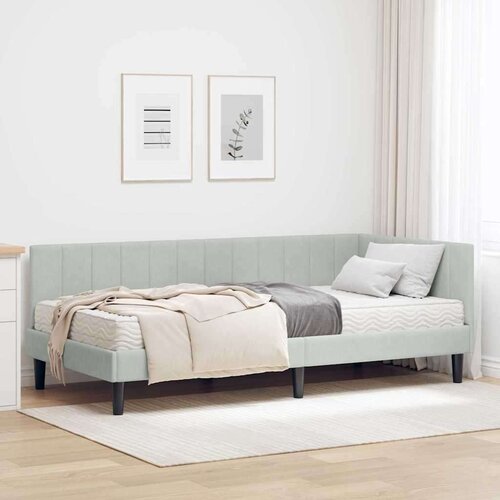  Kutni okvir kreveta s madracem Svjetlosiva 90 x 190 cm Bar&amp;scaron;un Slike
