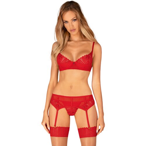 Obsessive Ingridia 3-pcs Set Red M/L Cene