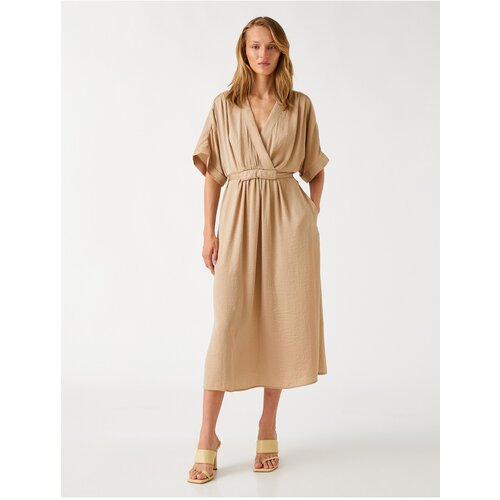 Koton V-Neck Satin-Looking Midi Dress with Pockets Cijene