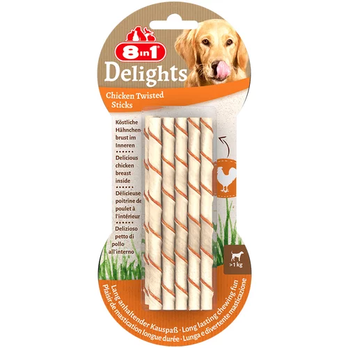 8in1 Delights Twisted Sticks piščanec za majhne pse - 20 kosov