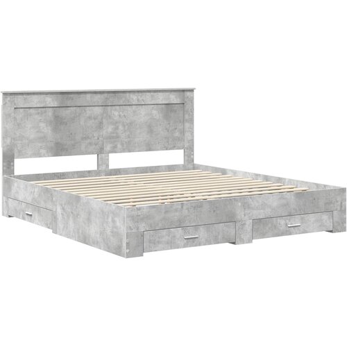  Krevetna konstrukcija s ladicama Betonski sivi 200 x 200 cm Slike