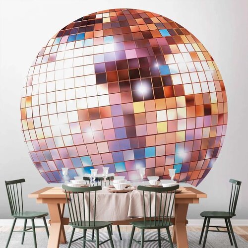  Okrugla fototapeta - Rose gold disco ball 140x140 Slike