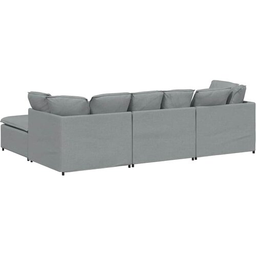  Modularna sofa s podnožjem i jastucima, tkanina, svijetlo siva Slike