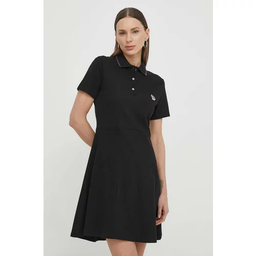 PS Paul Smith Pamučna haljina boja: crna, mini, širi se prema dolje