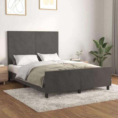  Posteljni okvir z vzglavjem temno siv 140x190 cm žamet, (20788541) Slike