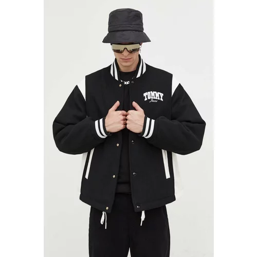 Tommy Jeans Bomber jakna s primjesom vune boja: crna, za prijelazno razdoblje