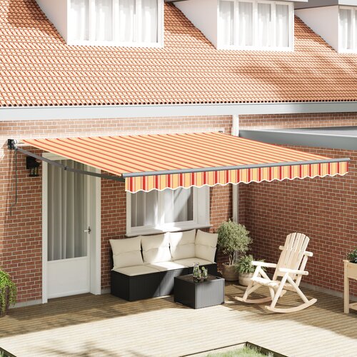 VidaXL avtomatska zložna tenda rumena in oranžna 400x300 cm Slike